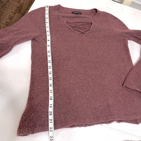 American Eagle Outfitters Sweater burgundy Heather with bell sleeves medium - Picture 6 of 10